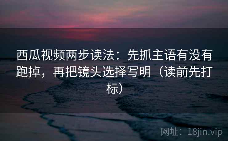西瓜视频两步读法:先抓主语有没有跑掉,再把镜头选择写明(读前先打标) 西瓜视频两步读法:先抓主语有没有跑掉,再把镜头选择写明(读前先打标)